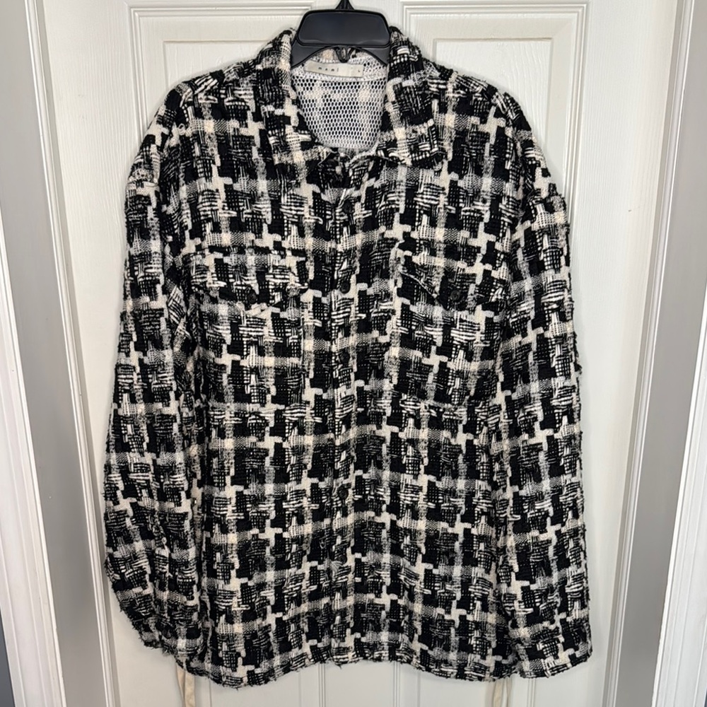 MNML Black and White Checkered Shacket